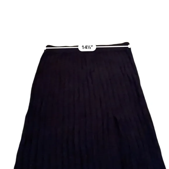 Aerie‎ Black Soft Ribbed Front Slit Pull-On Maxi Skirt Sz S NEW
