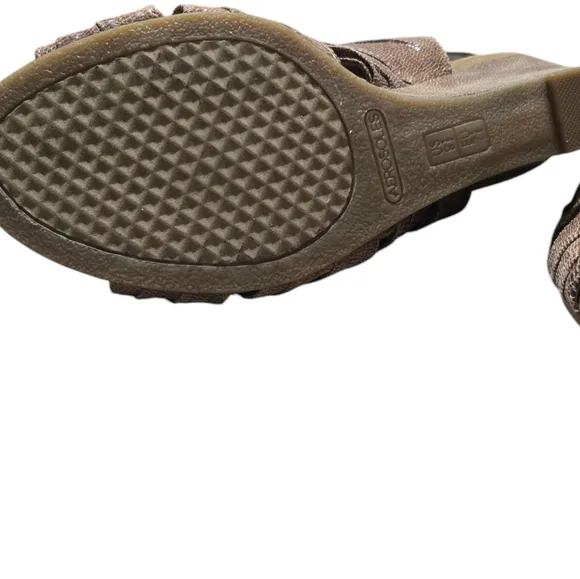 AEROSOLES-PLUSH ON YOU Wedges Slingback Metallic Taupe, Womens 9.5