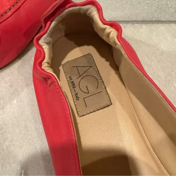 AGL Italy Mara apink Kidskin Softened Leather Moccasin Loafers Size 10.5 EUC