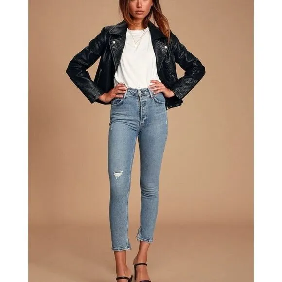 AGOLDE Nico High Rise Slim Jeans - Distressed
