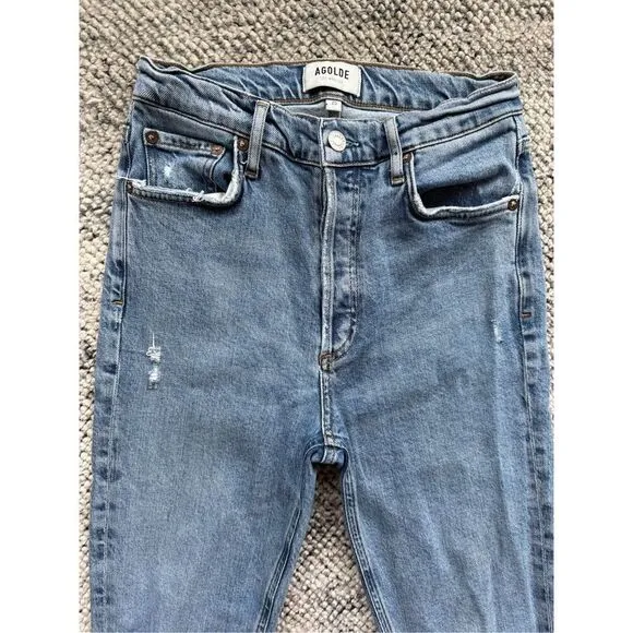 AGOLDE Nico High Rise Slim Jeans - Distressed