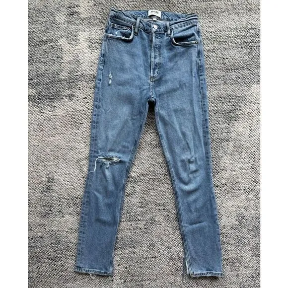 AGOLDE Nico High Rise Slim Jeans - Distressed