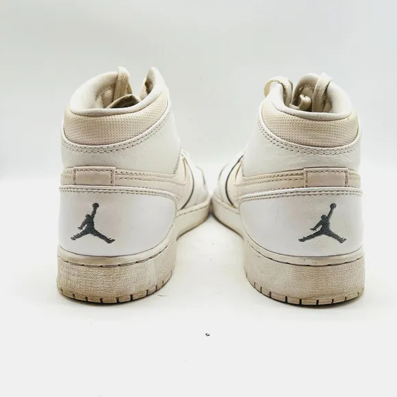 Air Jordan 1 Boys 6.5Y White Leather Mid Shoes Sneakers Basketball 554725-120