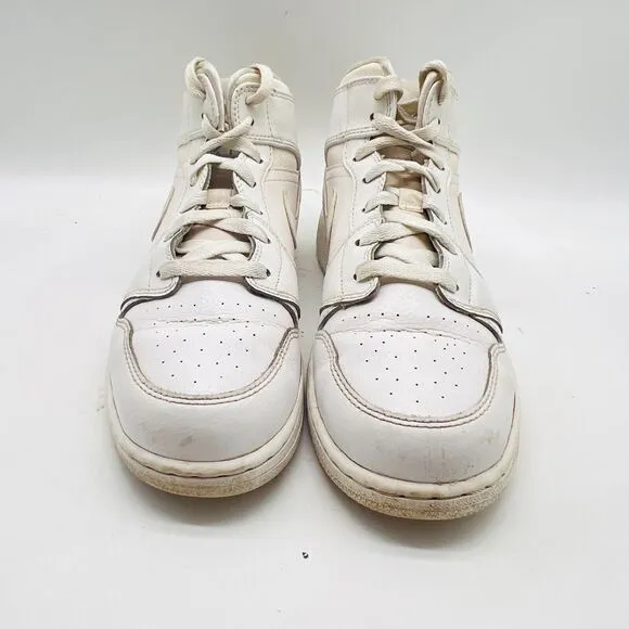 Air Jordan 1 Boys 6.5Y White Leather Mid Shoes Sneakers Basketball 554725-120