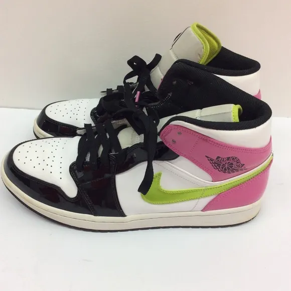 Air Jordan 1 Mid SE Mens White Cyber Active Fuchsia Size 12 CZ9834100 Pre-Owbed