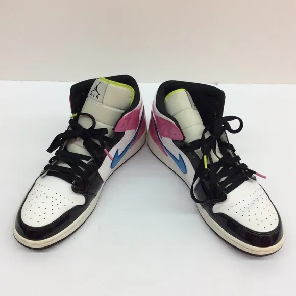 Air Jordan 1 Mid SE Mens White Cyber Active Fuchsia Size 12 CZ9834100 Pre-Owbed