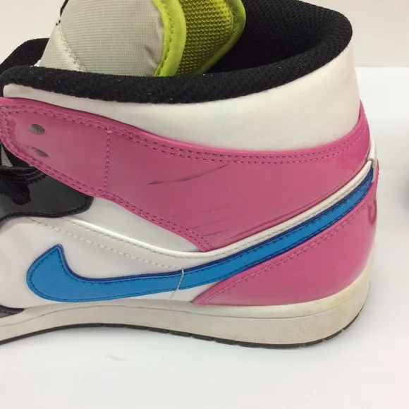 Air Jordan 1 Mid SE Mens White Cyber Active Fuchsia Size 12 CZ9834100 Pre-Owbed