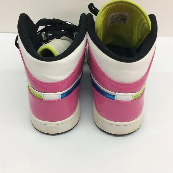 Air Jordan 1 Mid SE Mens White Cyber Active Fuchsia Size 12 CZ9834100 Pre-Owbed