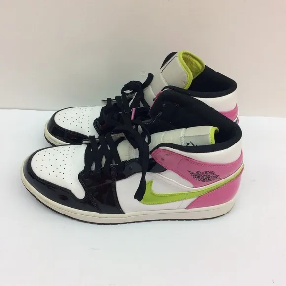 Air Jordan 1 Mid SE Mens White Cyber Active Fuchsia Size 12 CZ9834100 Pre-Owbed