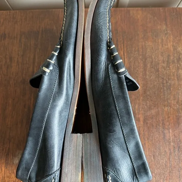 Alan Payne Hand Made Black Leather Loafers/ 13