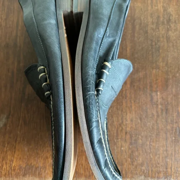 Alan Payne Hand Made Black Leather Loafers/ 13