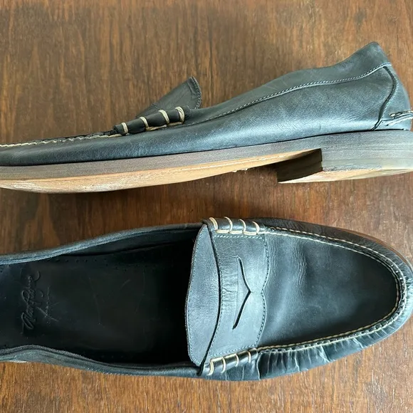 Alan Payne Hand Made Black Leather Loafers/ 13