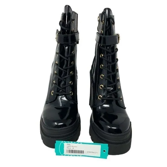 Aldo Uplift Black Patent Lug Sole Leather Combat Boots Size 8 NWT $150 MSRP