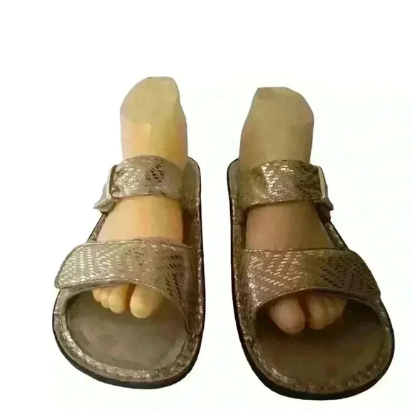 Alegria Karmen Women’s Leather Gold Dazzler Slide Sandals Size EUR 40/ US 9.5-10