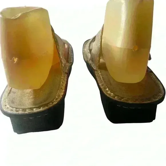 Alegria Karmen Women’s Leather Gold Dazzler Slide Sandals Size EUR 40/ US 9.5-10