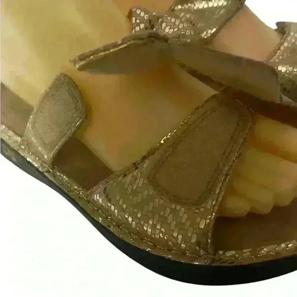 Alegria Karmen Women’s Leather Gold Dazzler Slide Sandals Size EUR 40/ US 9.5-10