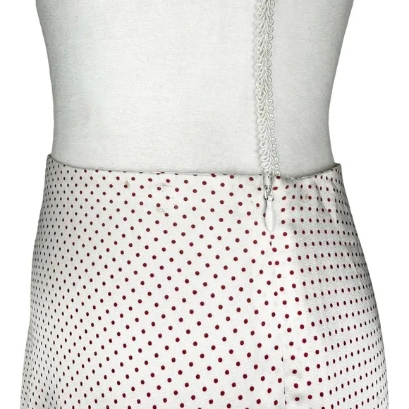 Alexis red dotted asymmetric Kadir skirt sz small silky flowy Revolve