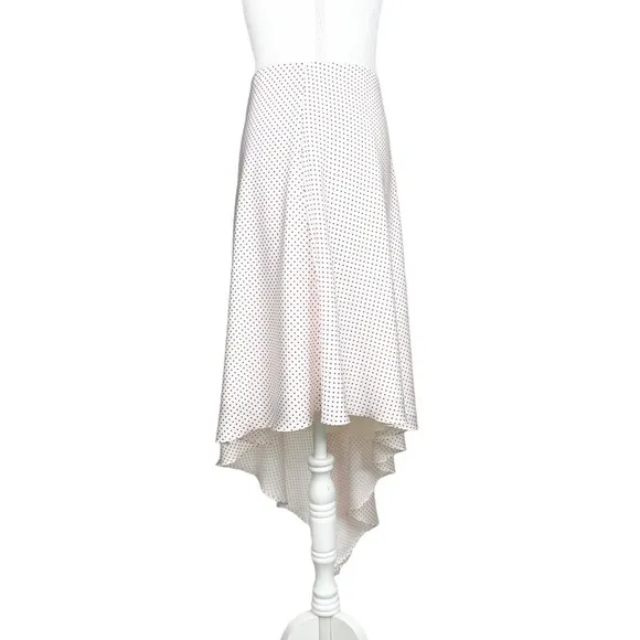 Alexis red dotted asymmetric Kadir skirt sz small silky flowy Revolve