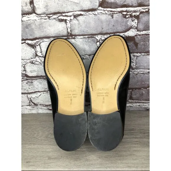 Alfani Black Leather Braided Tassel Loafers Italy Dress Shoes Men Sz 8M US/41EU
