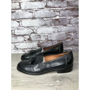 Alfani Black Leather Braided Tassel Loafers Italy Dress Shoes Men Sz 8M US/41EU