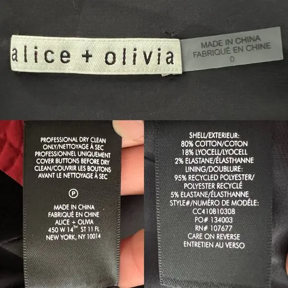 Alice   Olivia Women's Black Donald Velvet Mini Skirt Size 0