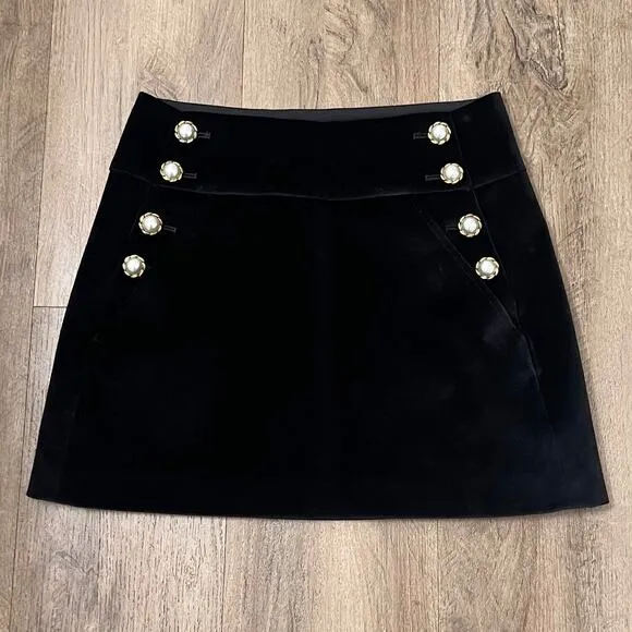 Alice   Olivia Women's Black Donald Velvet Mini Skirt Size 0