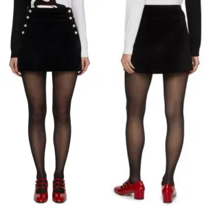 Alice   Olivia Women's Black Donald Velvet Mini Skirt Size 0