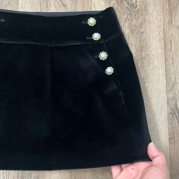 Alice   Olivia Women's Black Donald Velvet Mini Skirt Size 0