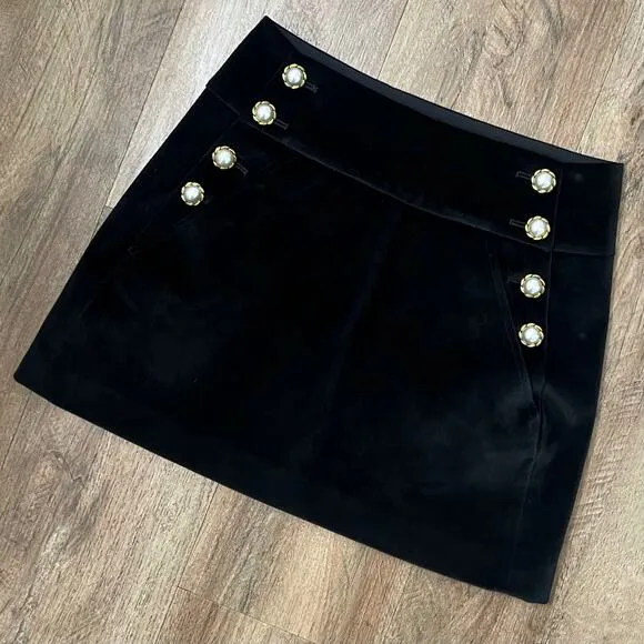 Alice   Olivia Women's Black Donald Velvet Mini Skirt Size 0