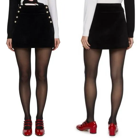Alice   Olivia Women's Black Donald Velvet Mini Skirt Size 0