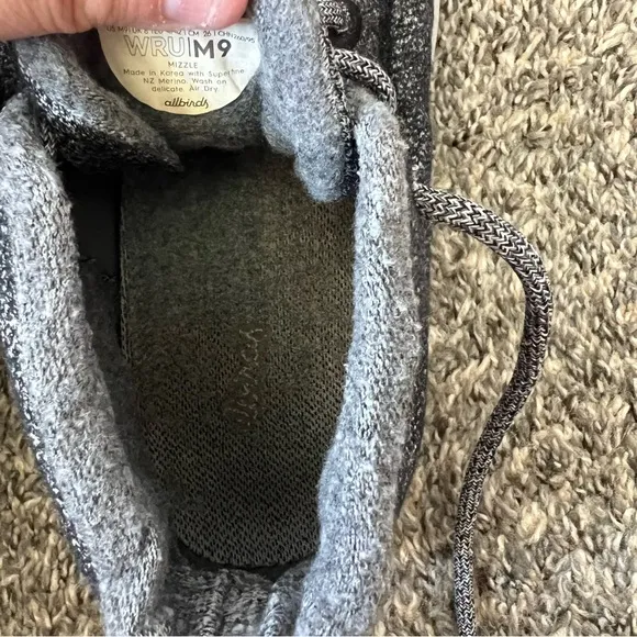 Allbirds Men’s Mizzles Wool Runner‎ Dark Gray Sneakers Size 9