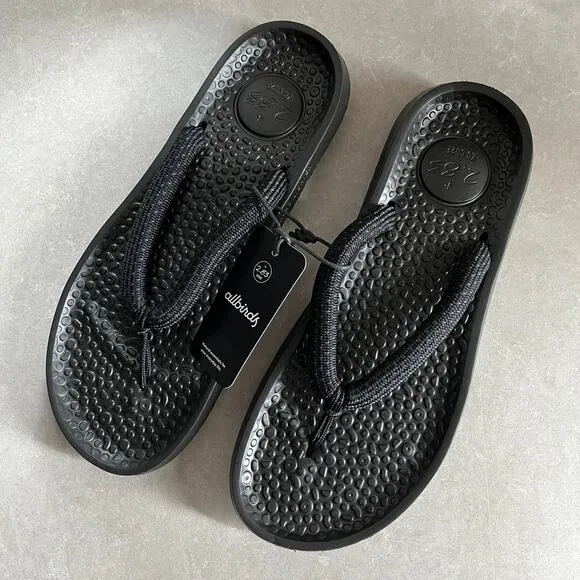 Allbirds Unisex Sugar Zeffer Black Flip Flop Sandals Unisex W14/M12 NWT