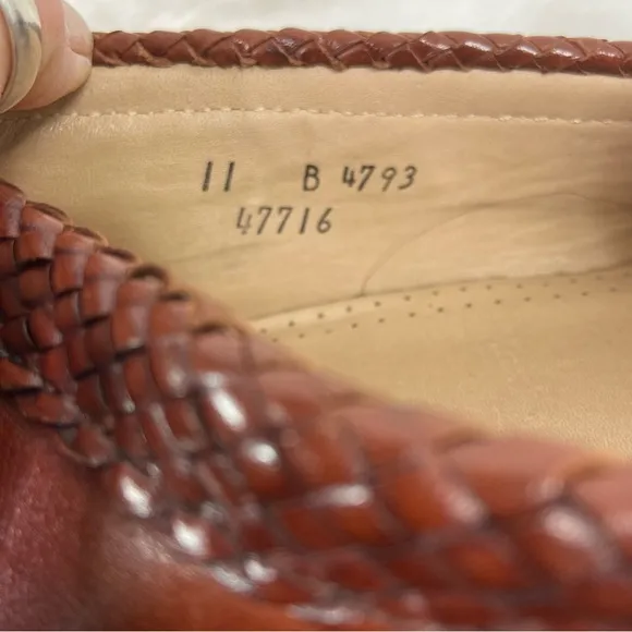 ALLEN EDMONDS &quot;MANSFIELD&quot; Medium Brown braided Tassel Leather Loafers SIZE 11B