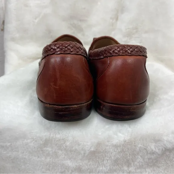 ALLEN EDMONDS &quot;MANSFIELD&quot; Medium Brown braided Tassel Leather Loafers SIZE 11B
