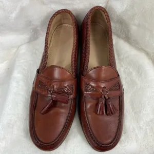 ALLEN EDMONDS &quot;MANSFIELD&quot; Medium Brown braided Tassel Leather Loafers SIZE 11B