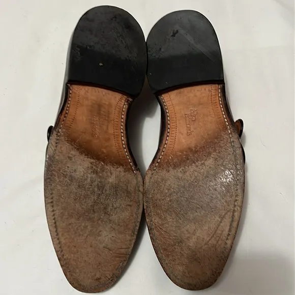 Allen Edmonds Garner Brown Leather Monk Strap Loafers
