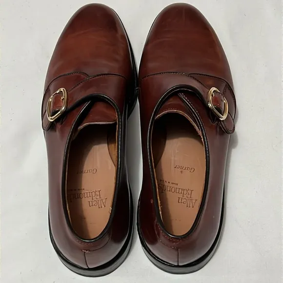 Allen Edmonds Garner Brown Leather Monk Strap Loafers
