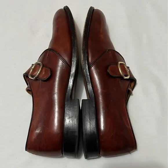Allen Edmonds Garner Brown Leather Monk Strap Loafers