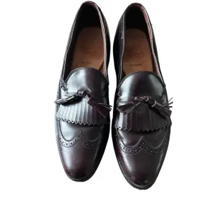 Allen Edmonds Mansfield Burgandy Leather Wing Tip Slip-On Loafers Men's 10.5 C