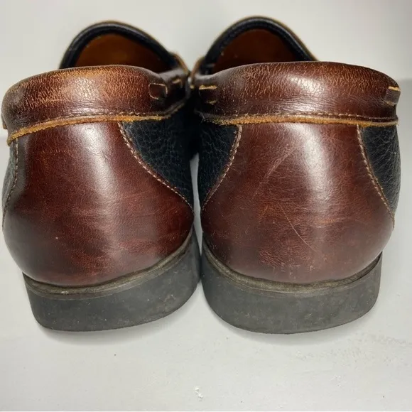 Allen Edmonds Nashua Mens 10 Black Pebbled Leather Brown Kiltie Tassel Loafers