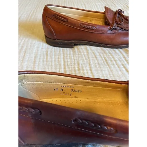 Allen Edmonds Woodstock sz 12B Brown Leather Kiltie Loafers Boat Shoes