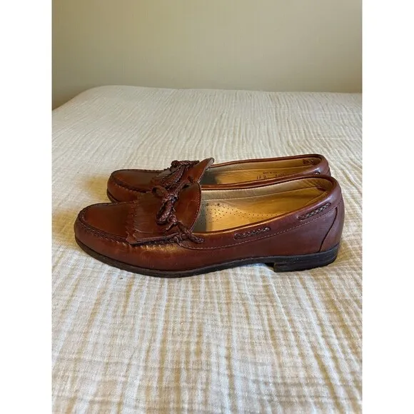 Allen Edmonds Woodstock sz 12B Brown Leather Kiltie Loafers Boat Shoes