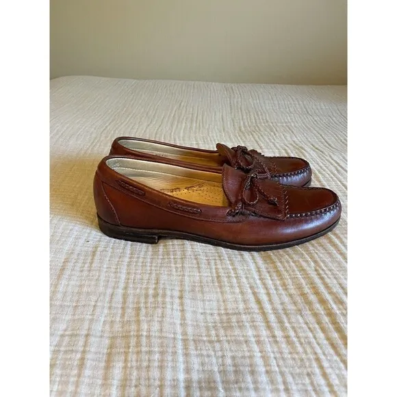 Allen Edmonds Woodstock sz 12B Brown Leather Kiltie Loafers Boat Shoes