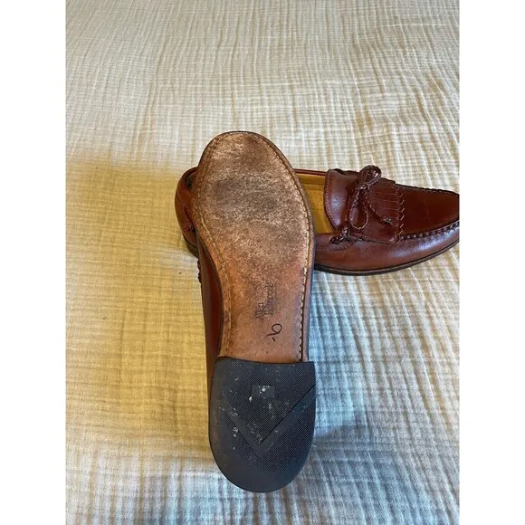 Allen Edmonds Woodstock sz 12B Brown Leather Kiltie Loafers Boat Shoes