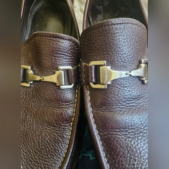Allen Edmunds- Mens' Brown Leather Slip-On Loafers 11  with Horsebit Detail