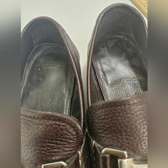 Allen Edmunds- Mens' Brown Leather Slip-On Loafers 11  with Horsebit Detail