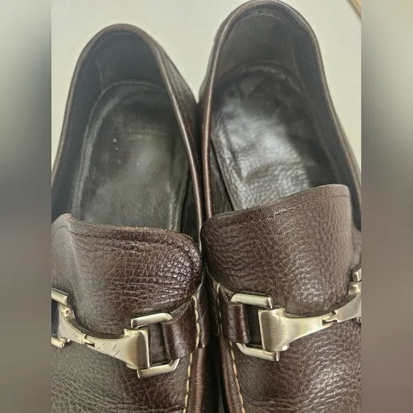 Allen Edmunds- Mens' Brown Leather Slip-On Loafers 11  with Horsebit Detail