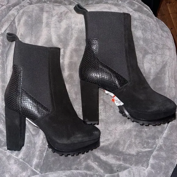 AllSaints | NEW Sahara Block Heel Leather Ankle Boots Size 7