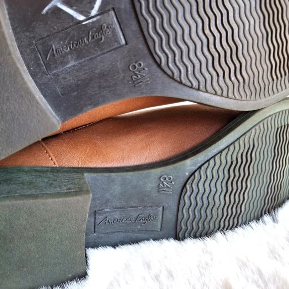 American‎ Eagle Wide Brown Tall Round Almond Toe Boots Size 8.5W