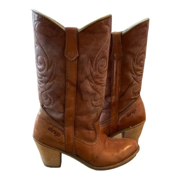 American Vintage Dingo VINTAGE BROWN HEELED COWBOY BOOTS  size 7.5